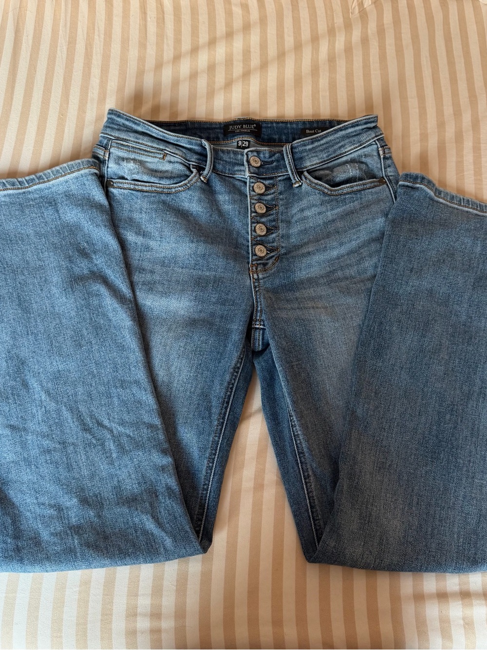 Judy Blue Medium Light Blue Button-Fly High-Rise Jeans